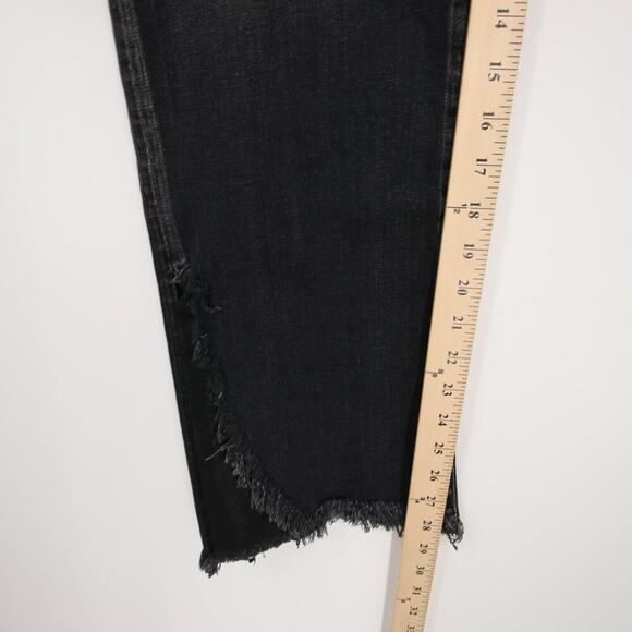 Moussy Jeans Black Alhambra Flare Distressed High Rise Faded Leather Size 30 - Picture 10 of 16